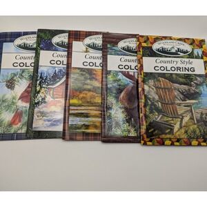 Woodland Creek Country Style Coloring Books Set 5 Nature Scenes Moose Cardinal